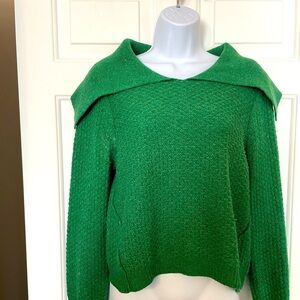 Anthropologie Charlie & Robin Wool Cashmere Sweater Medium Green Collar Oversize
